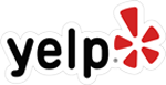 Black, and Red Yelp logo.