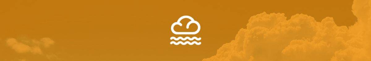 Orange banner with white cloud