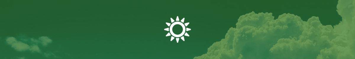 Green banner with white sun